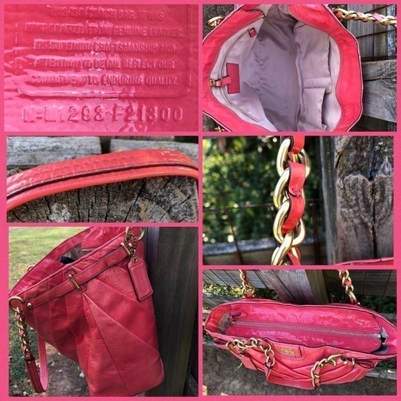 Coach Madison Diagonal Pleat Patent Pink Bag 21300 - Picture 4 of 8